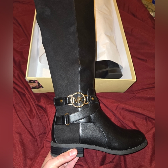 Michael Kors Black with Gold Rory Boots Women's 5